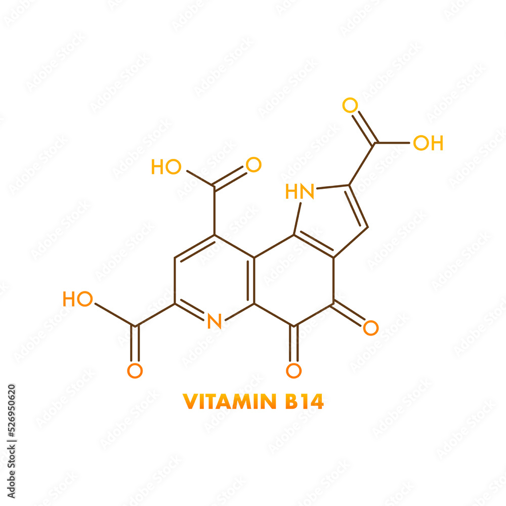Structural formula of vitamin B14 on a white background. Vector illustration