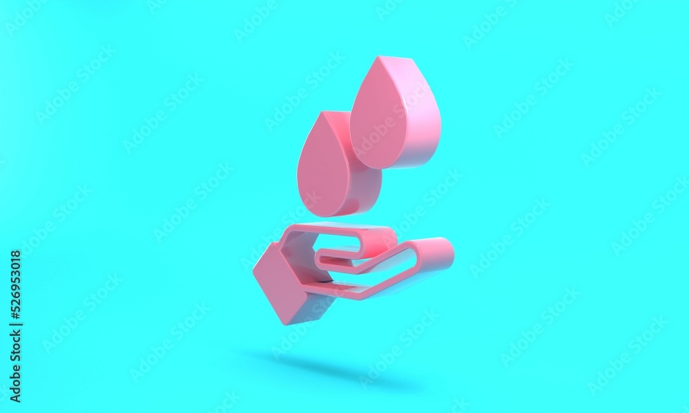 Pink Washing hands with soap icon isolated on turquoise blue background. Washing hands with soap to prevent virus and bacteria. Minimalism concept. 3D render illustration Pink Washing hands with soap icon isolated on turquoise blue background. Washing hands with soap to prevent virus and bacteria. Minimalism concept. 3D render illustration