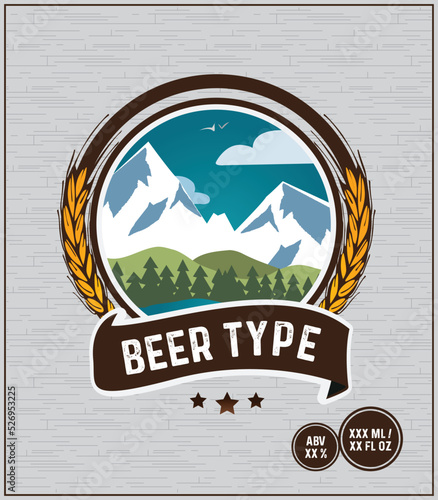 Craft Beer Label Mountain Theme