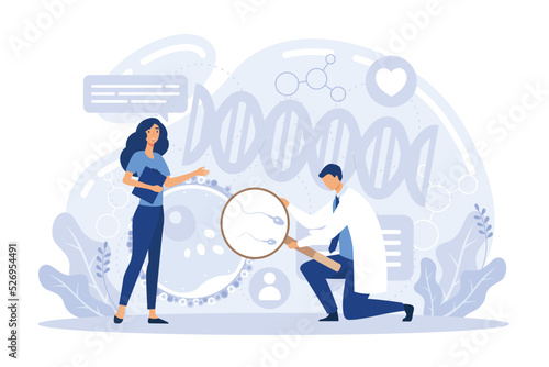 Bioengineering abstract concept flat vector illustration. Genetic engineering, genetically modified organism, lab-grown organs, dna manipulation, stem cells, transplantation