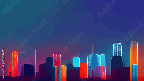 neon city skyscrapers background