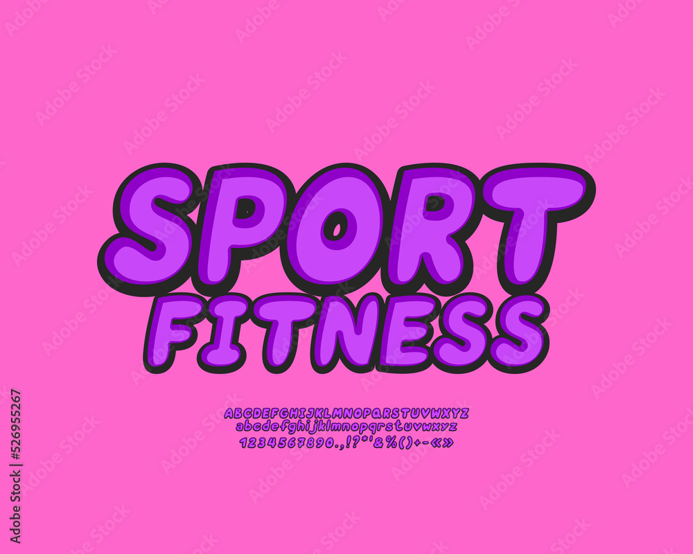 Creative logotype Sport Fitness with alphabet retro style on pink background