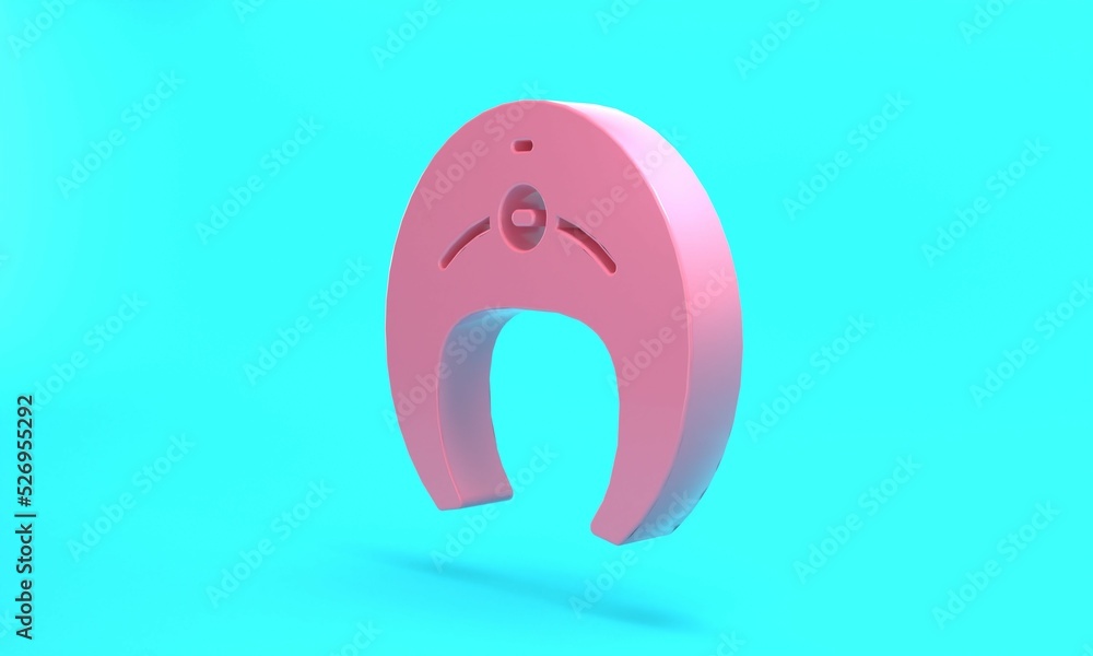 Pink Fish steak icon isolated on turquoise blue background. Minimalism concept. 3D render illustration Pink Fish steak icon isolated on turquoise blue background. Minimalism concept. 3D render illustration