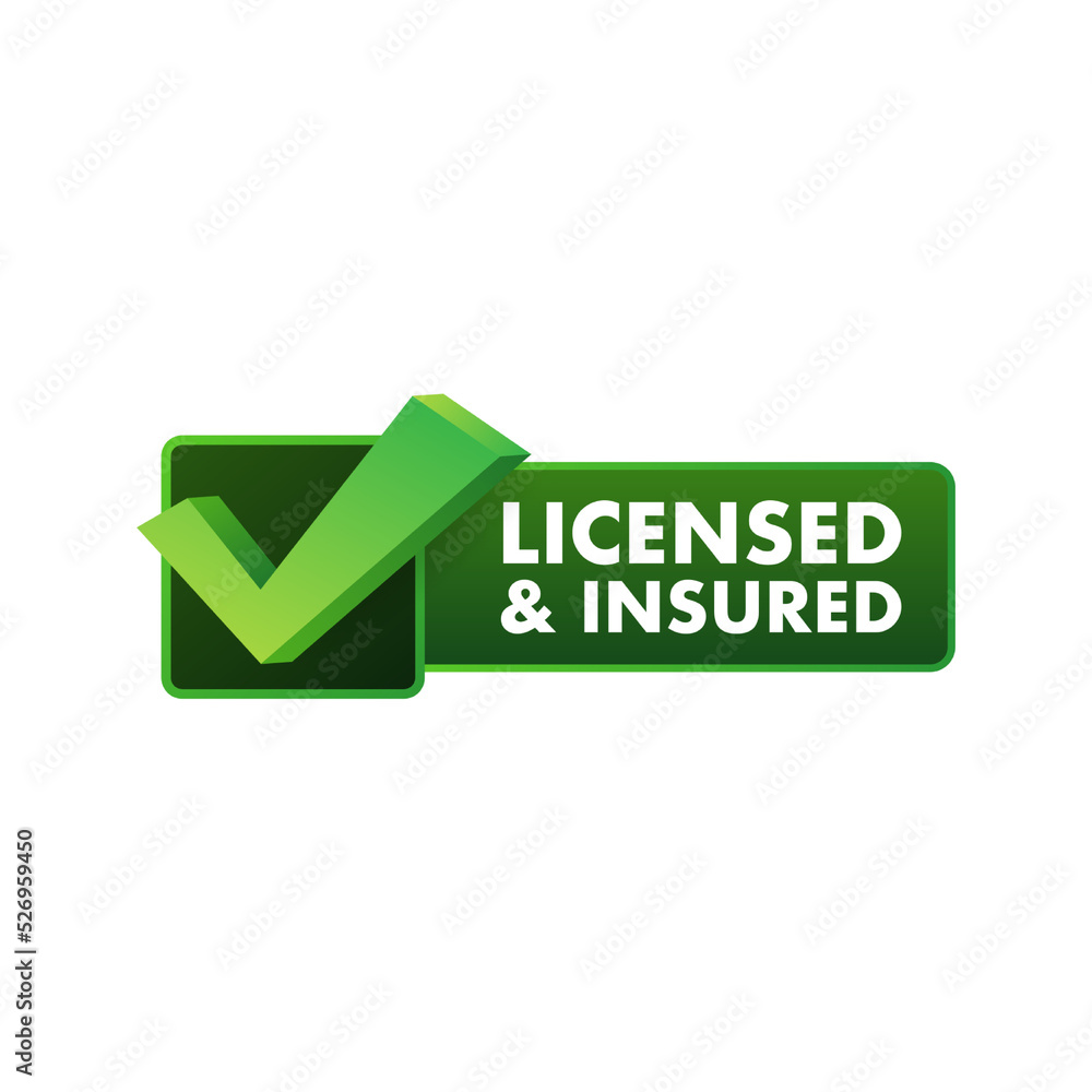 licensed and insured vector icon with tick mark. Green in color vector icon licensed and insured vector icon with tick mark. Green in color vector icon