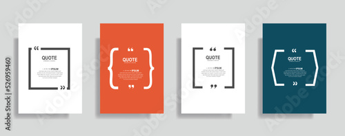 Four quotes frame blank template set illustration for mockup