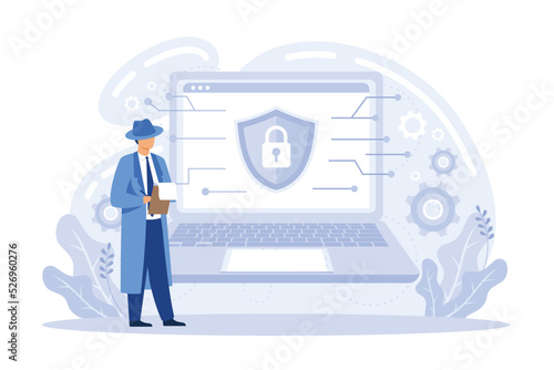 Cyber security concept with characters. Can use for web banner, infographics, hero images. flat vector illustration