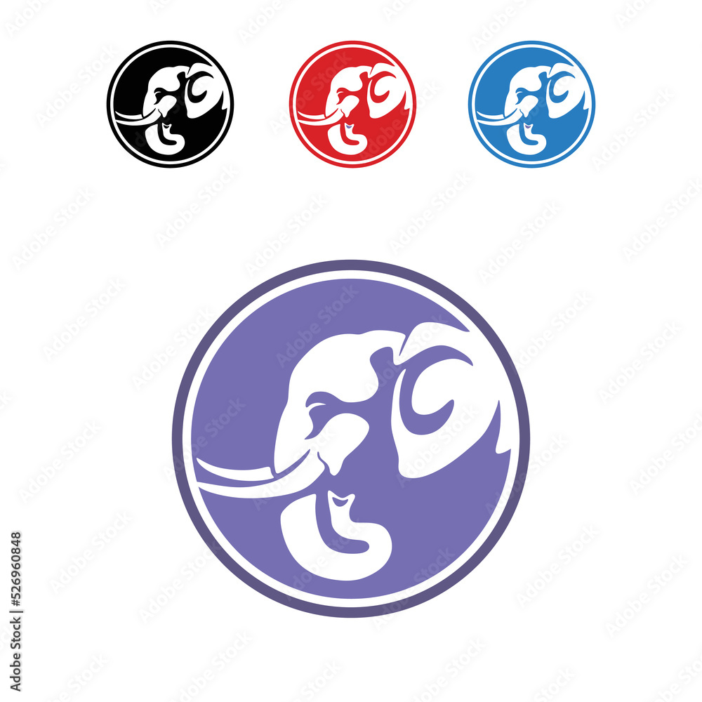 simple elephant head logo, silhouette of big and strong animal face, vector illustrations simple elephant head logo, silhouette of big and strong animal face, vector illustrations