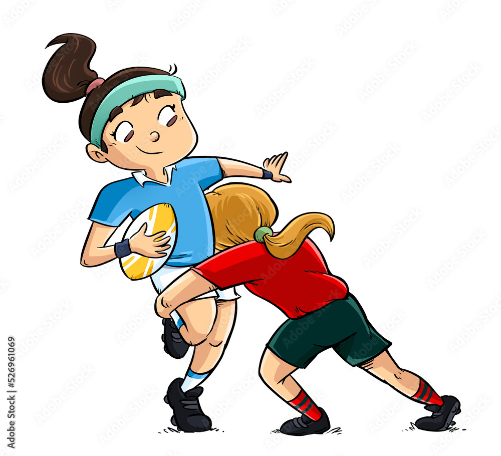 Illustration of a rugby player doing a tackle Illustration of a rugby player doing a tackle
