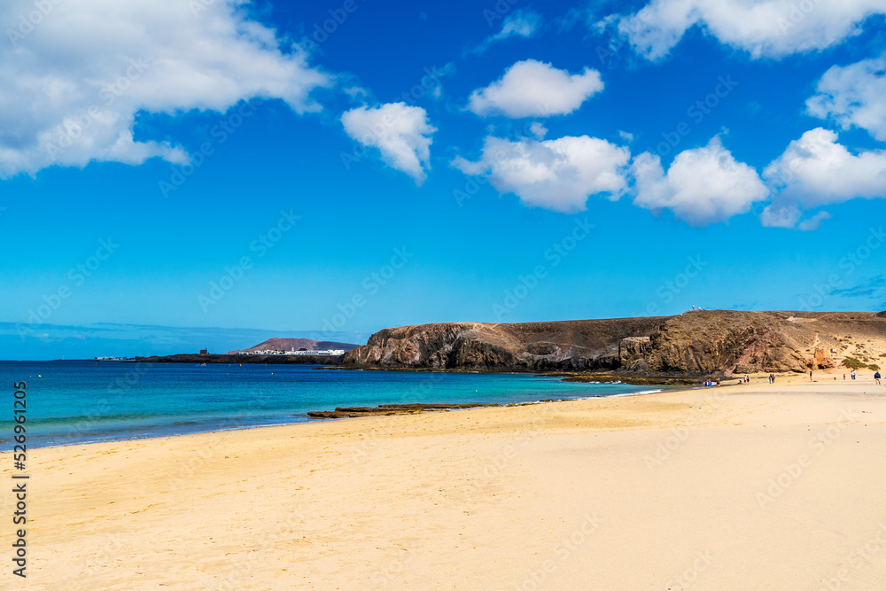 Sandy beach called Playa del Pozo in Los Ajaches National Park on Lanzarote, Canary Islands, Spain