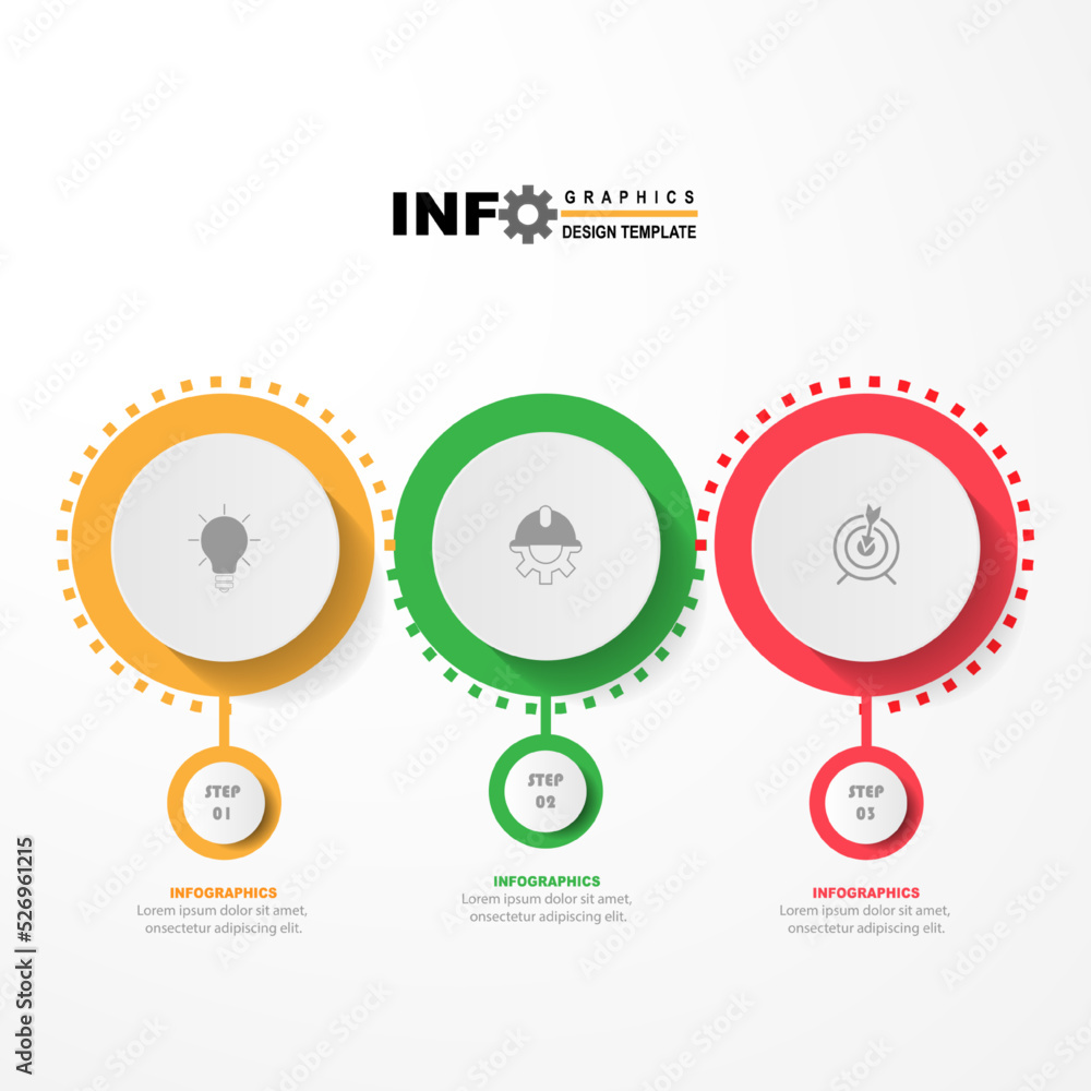 Fototapeta premium vector infographic circles design template with 3 options or steps.