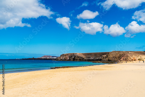 Sandy beach called Playa del Pozo in Los Ajaches National Park on Lanzarote, Canary Islands, Spain