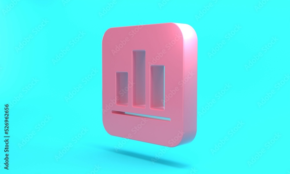 Pink Pie chart infographic icon isolated on turquoise blue background. Diagram chart sign. Minimalism concept. 3D render illustration Pink Pie chart infographic icon isolated on turquoise blue background. Diagram chart sign. Minimalism concept. 3D render illustration