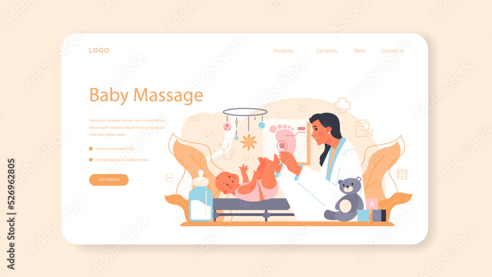 Masseur web banner or landing page. Massage back treatment Masseur web banner or landing page. Massage back treatment