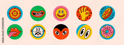 Cartoon vector funny cute Comic characters. Crazy cartoons Abstract vector collection