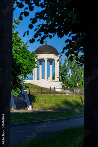 Ostrovsky's gazebo. Landmark of the city of Kostroma, Russia. Pavilion in the central park of the city of Kostroma, the Golden Ring of Russia. Summer