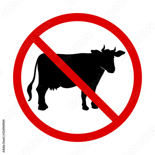 Cow icon prohibited. Prohibition of the use of milk or dairy products, beef. Or the cow passage is closed.