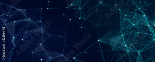 Network connection structure. Digital background with dots and lines. Big data visualization. 3D rendering.