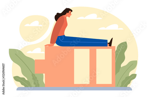 Vital energy concept. Character with a low level of life battery charge