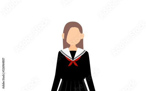 セーラー服を着た女子生徒、まっすぐ立つ