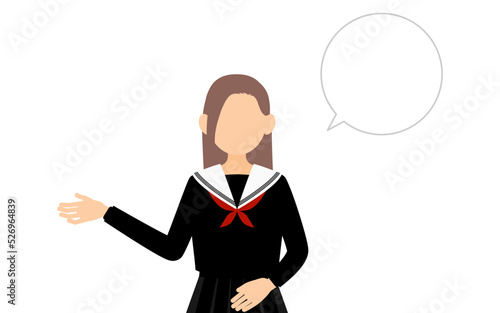 セーラー服を着た女子生徒、話しかける（吹き出しつき）