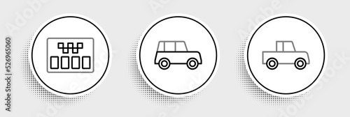 Set line Car, Taximeter and icon. Vector