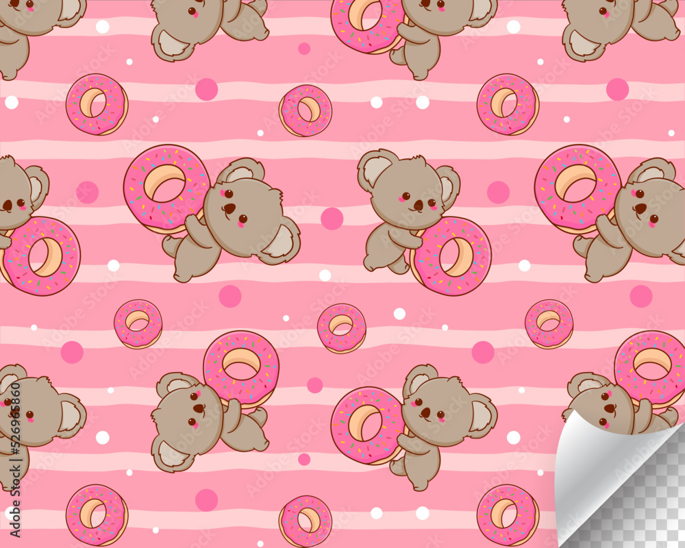 Fototapeta premium cute koala cartoon seamless pattern adorable animal character sticker fabric design
