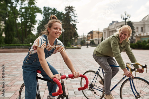 Couple riding bicycles and enjoying time together © Svitlana