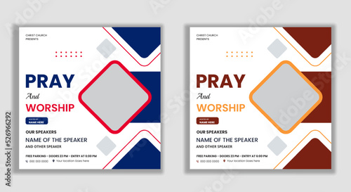 Church praise and worship conference flyer social media and web banner