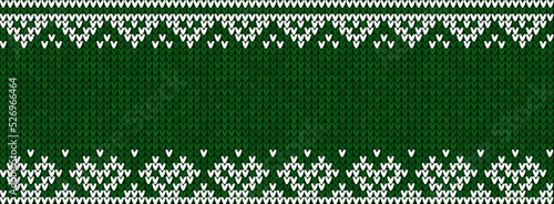Ugly sweater Christmas party border. Knitted background pattern scandinavian ornaments.