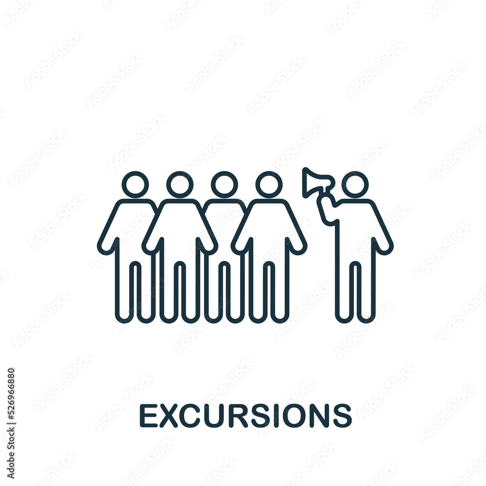 Excursions icon. Line simple Travel icon for templates, web design and infographics Excursions icon. Line simple Travel icon for templates, web design and infographics