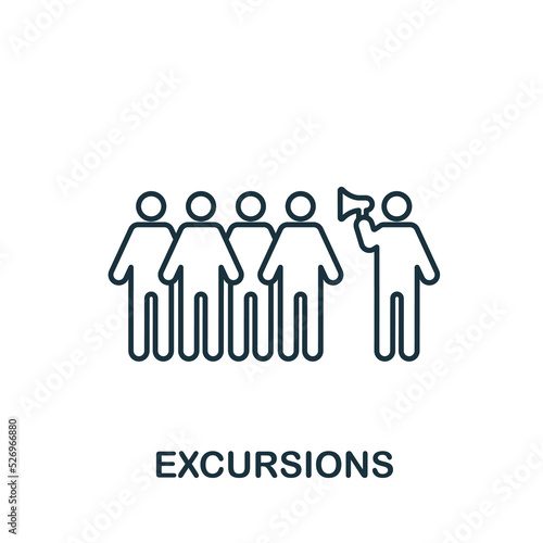 Excursions icon. Line simple Travel icon for templates  web design and infographics