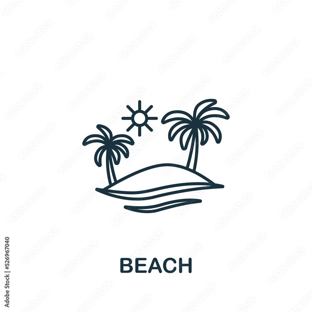 Beach icon. Line simple Travel icon for templates, web design and infographics