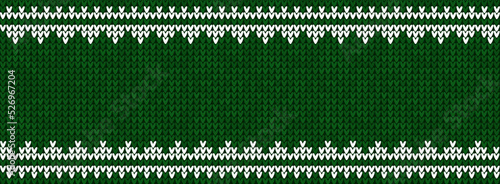Ugly sweater Christmas party border. Knitted background pattern scandinavian ornaments.