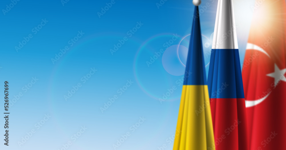 Russland Ukraine Flaggen Verhandlungen