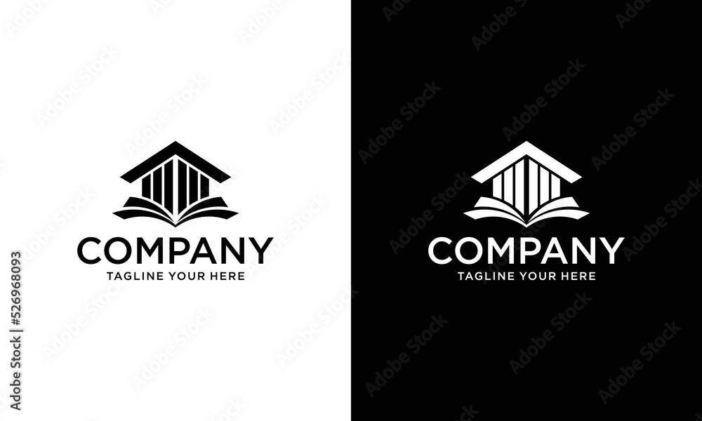 City Book Learning Logo Template Design Vector on a black and white background. City Book Learning Logo Template Design Vector on a black and white background.