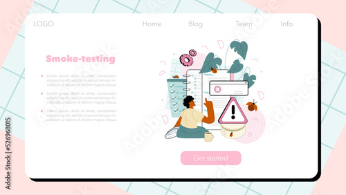 Software tester web banner or landing page. Application or website