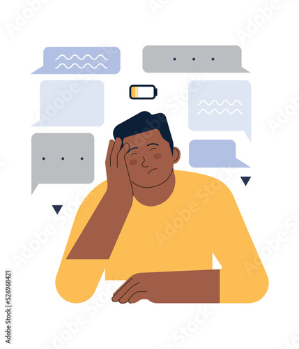 Introverted person. Antisocial character prefers to spend time