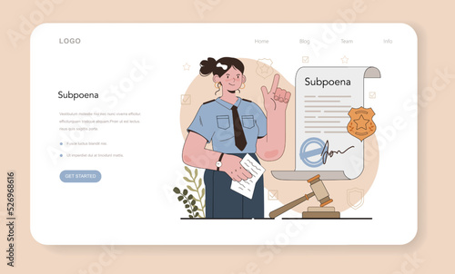 Bailiff concept web banner or landing page. Court officer confiscating