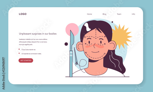 Facelift web banner or landing page set. Face features correction