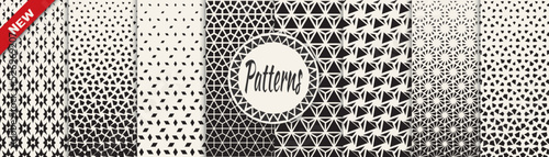 Set of geometric seamless patterns. Abstract geometric graphic design simple pattern. Seamless geometric halftone pattern.