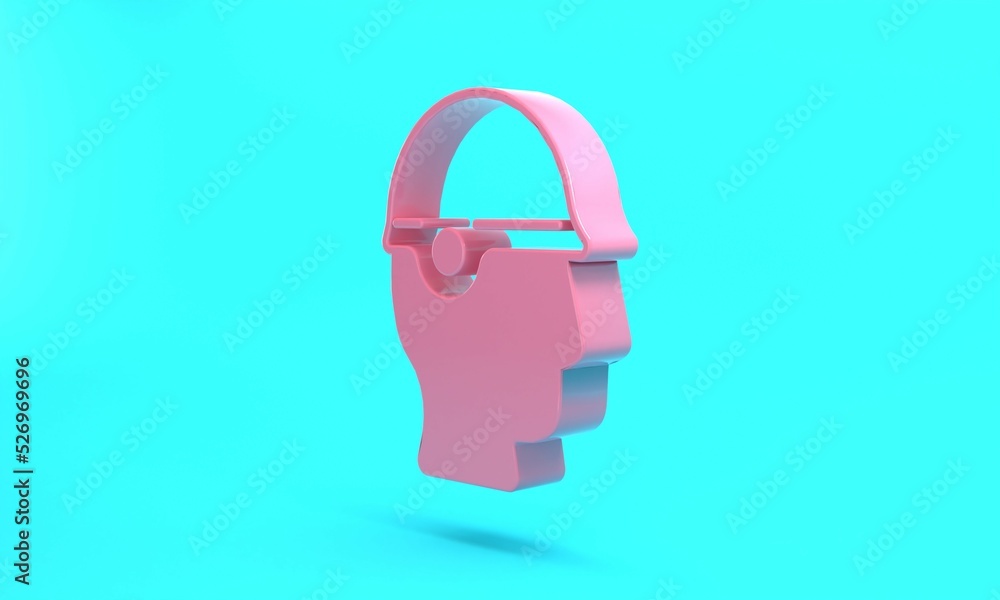 Pink Baseball helmet icon isolated on turquoise blue background. Minimalism concept. 3D render illustration Pink Baseball helmet icon isolated on turquoise blue background. Minimalism concept. 3D render illustration