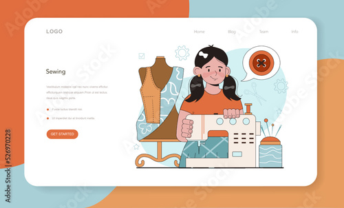 Crafting and modeling school course web banner or landing page.