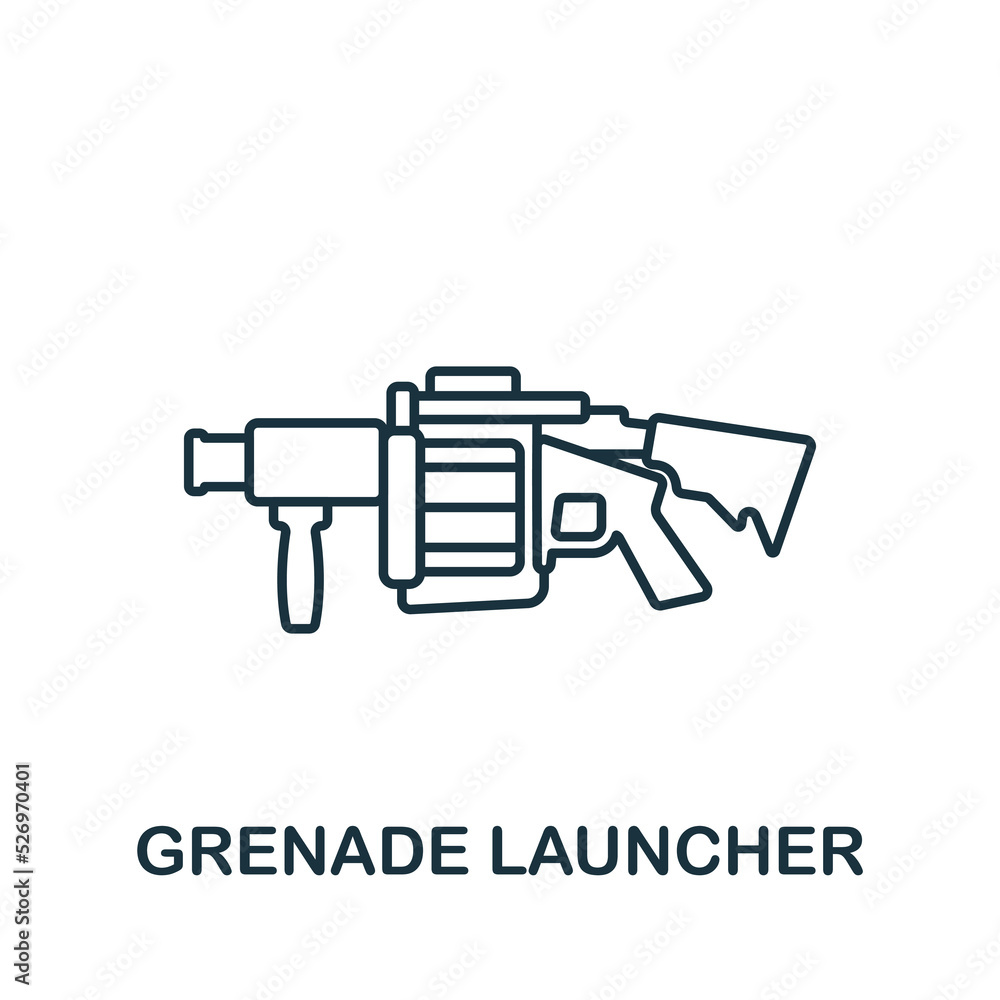 Grenade Launcher icon. Line simple line Weapon icon for templates, web design and infographics