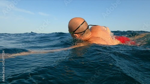  Swimmer at  morning sea