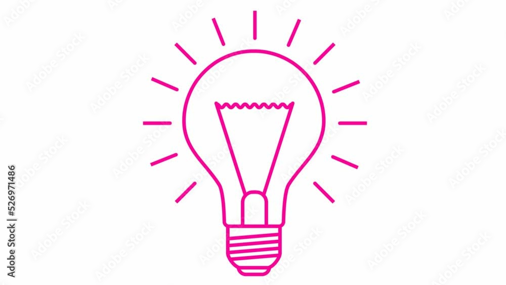 Animated pink symbol of lightbulb. Concept of idea and creative. Looped video. Line vector illustration isolated on white background. Animated pink symbol of lightbulb. Concept of idea and creative. Looped video. Line vector illustration isolated on white background.