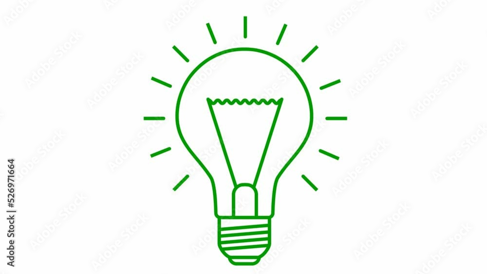 Animated green symbol of lightbulb. Concept of idea and creative. Looped video. Line vector illustration isolated on white background. Animated green symbol of lightbulb. Concept of idea and creative. Looped video. Line vector illustration isolated on white background.