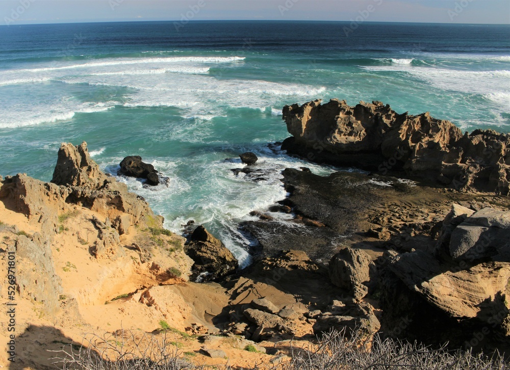 Interestings big rocks at the seaside at Brenton on Sea
