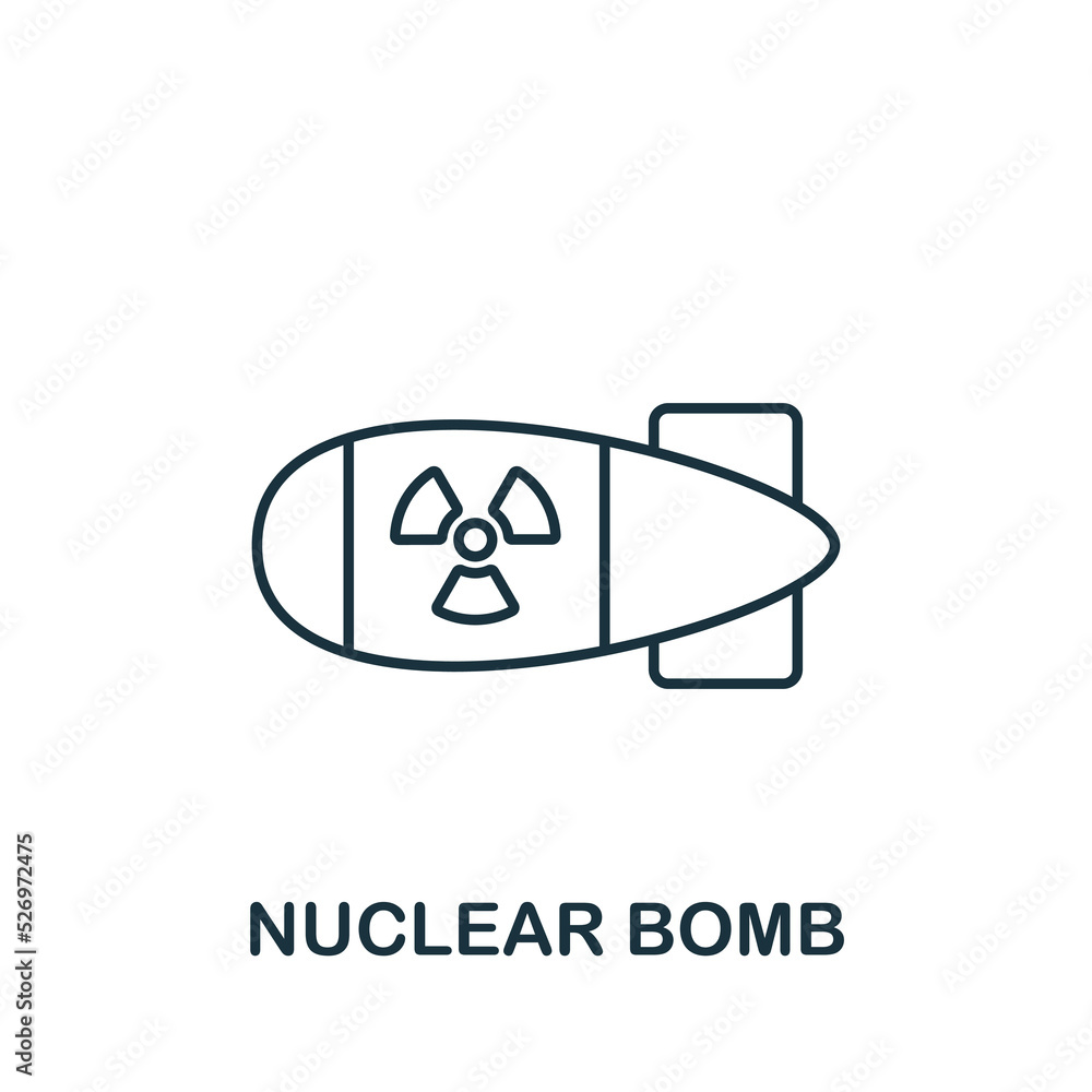 Nuclear Bomb icon. Line simple line Weapon icon for templates, web design and infographics Nuclear Bomb icon. Line simple line Weapon icon for templates, web design and infographics