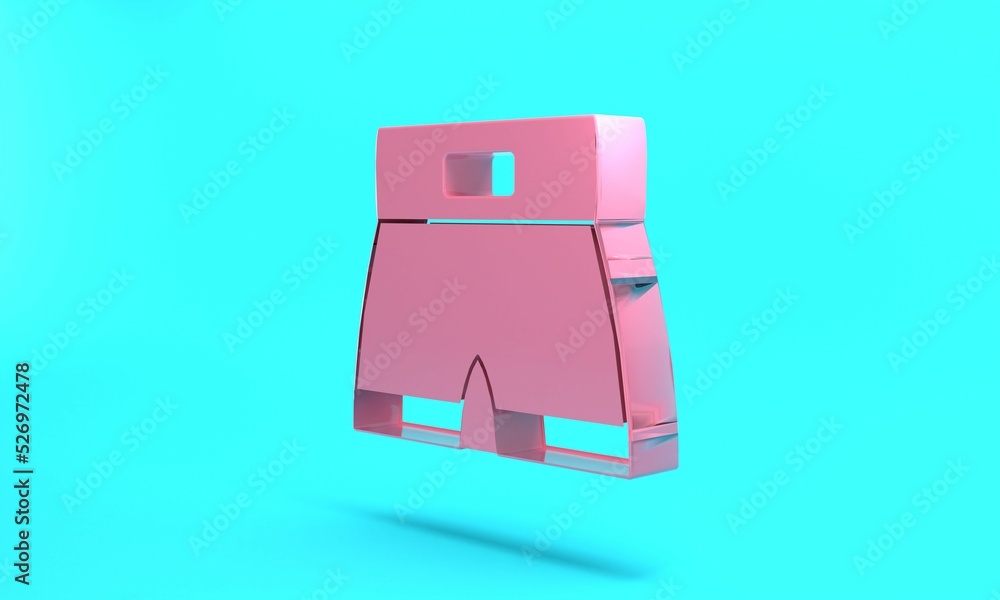 Pink Boxing short icon isolated on turquoise blue background. Minimalism concept. 3D render illustration Pink Boxing short icon isolated on turquoise blue background. Minimalism concept. 3D render illustration