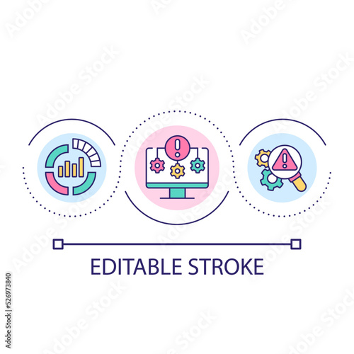 Business risk prediction loop concept icon. Financial analysis program. Forecasting abstract idea thin line illustration. Isolated outline drawing. Editable stroke. Arial font used